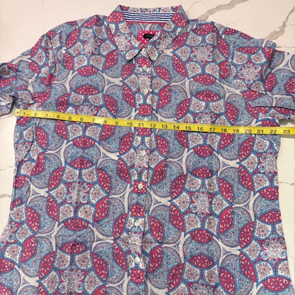 Talbots Garden Medallion Women’s Pink Blue Button Down Dress Shirt XLp Petite - Picture 15 of 16